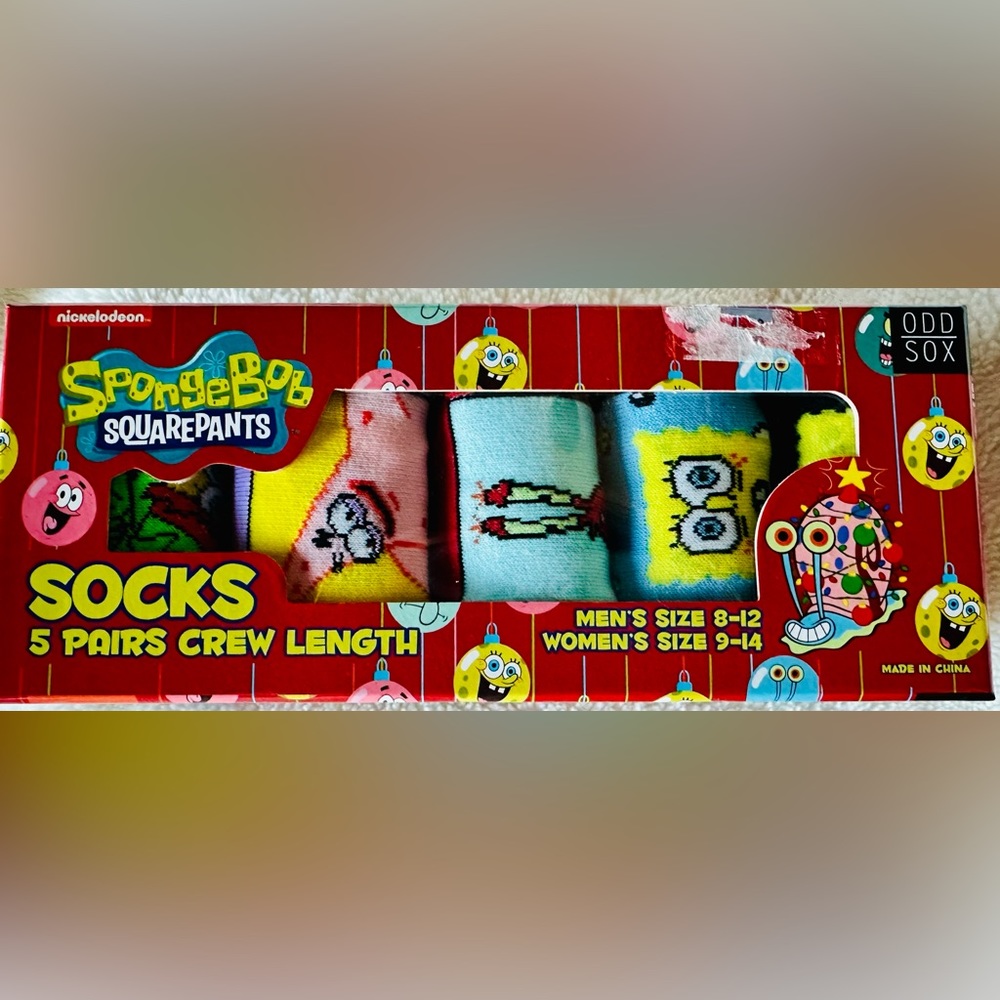 Odd Sox SpongeBob SquarePants crew socks 5 pairs. Different designs  Men & Women